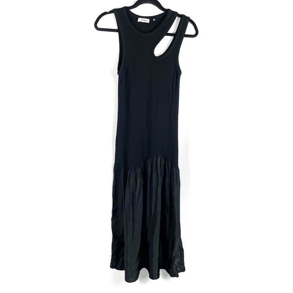 Sandro Olane Black Tank Dress Cutout Shoulder Midi Sleeveless Sz 38 EU / US 6 - Picture 5 of 14